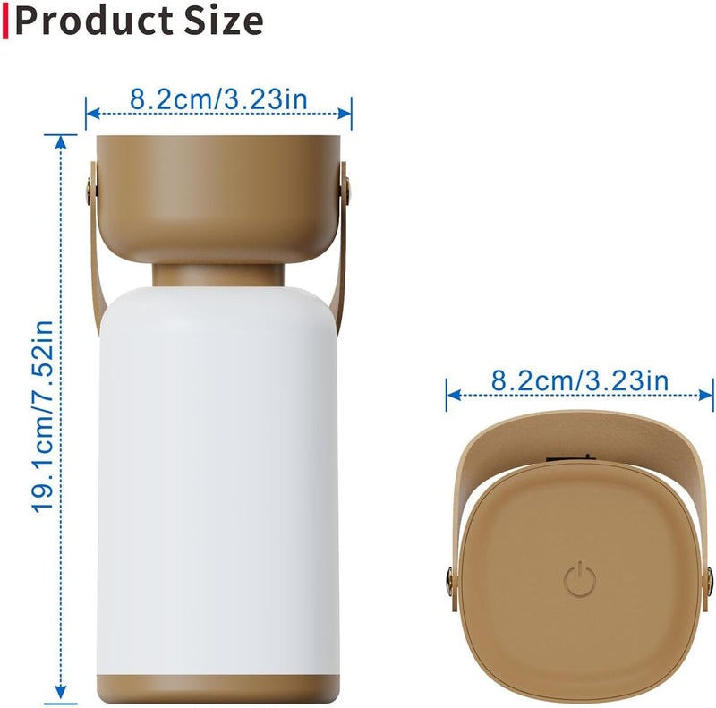 RiverLux LED Outdoor Portable Cordless Table Lamp with Handle, Stepless Dimmer, Built-in Rechargeable Battery, Waterproof Hanging LED Lantern for Camping Bedroom Balcony Table, White and Brown - Image 5